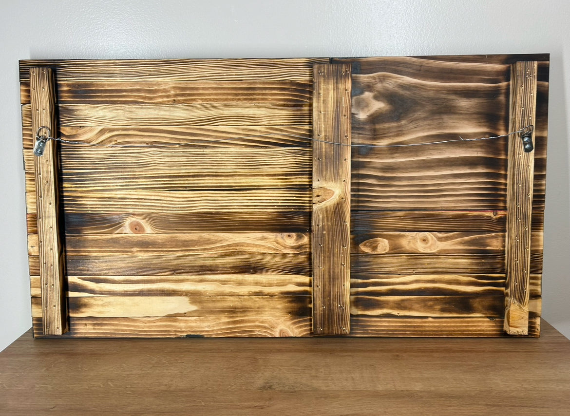 Wooden American Flag Challenge Coin Display 37x19" (Fire Department)