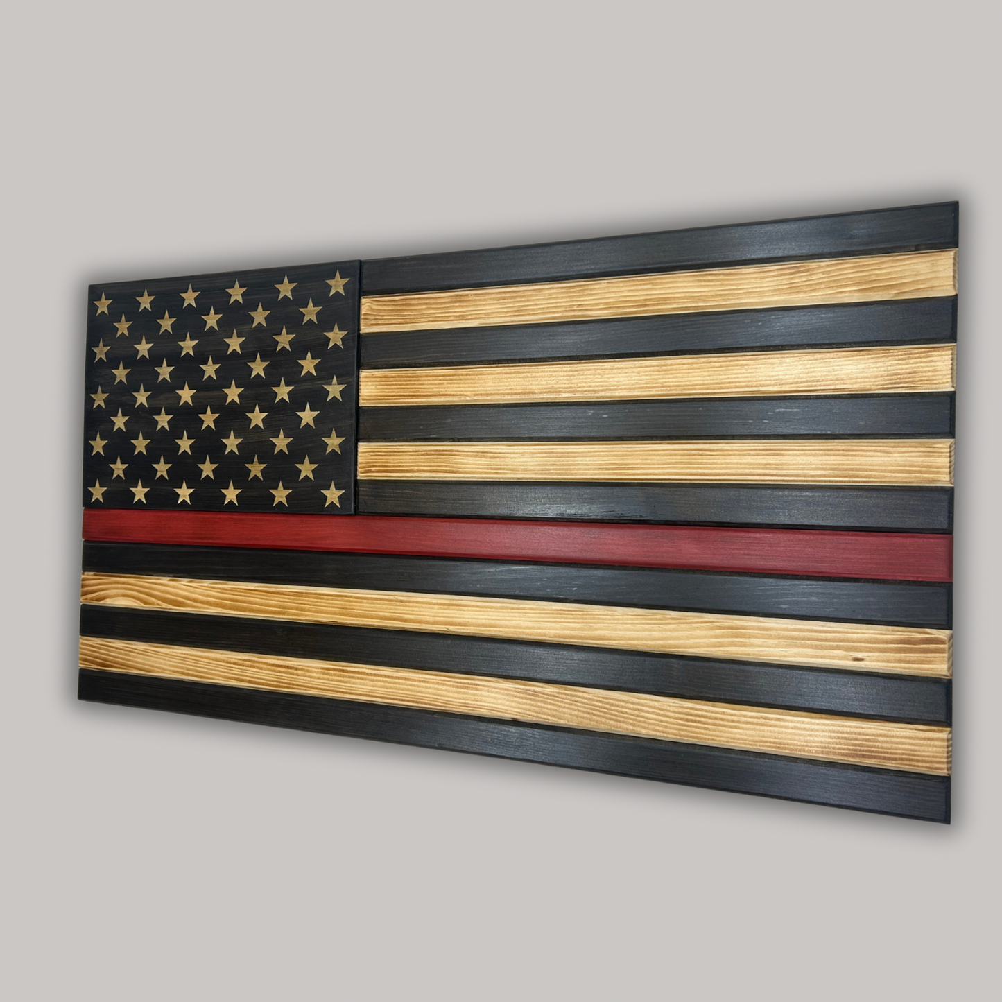 Standard Wooden American Flag (Thin Red Line)