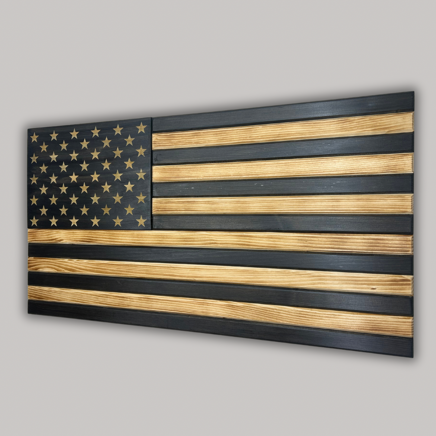 Standard Wooden American Flag (Black/White)