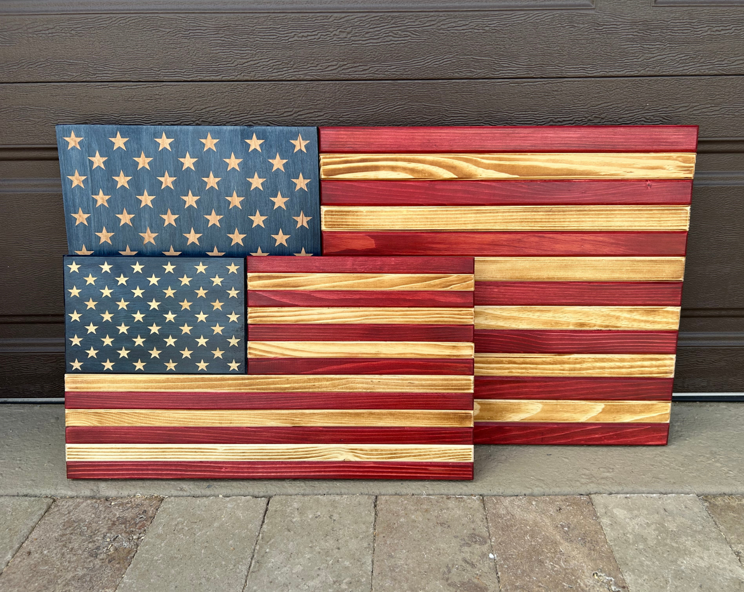 Standard Wooden American Flag (Black/White)