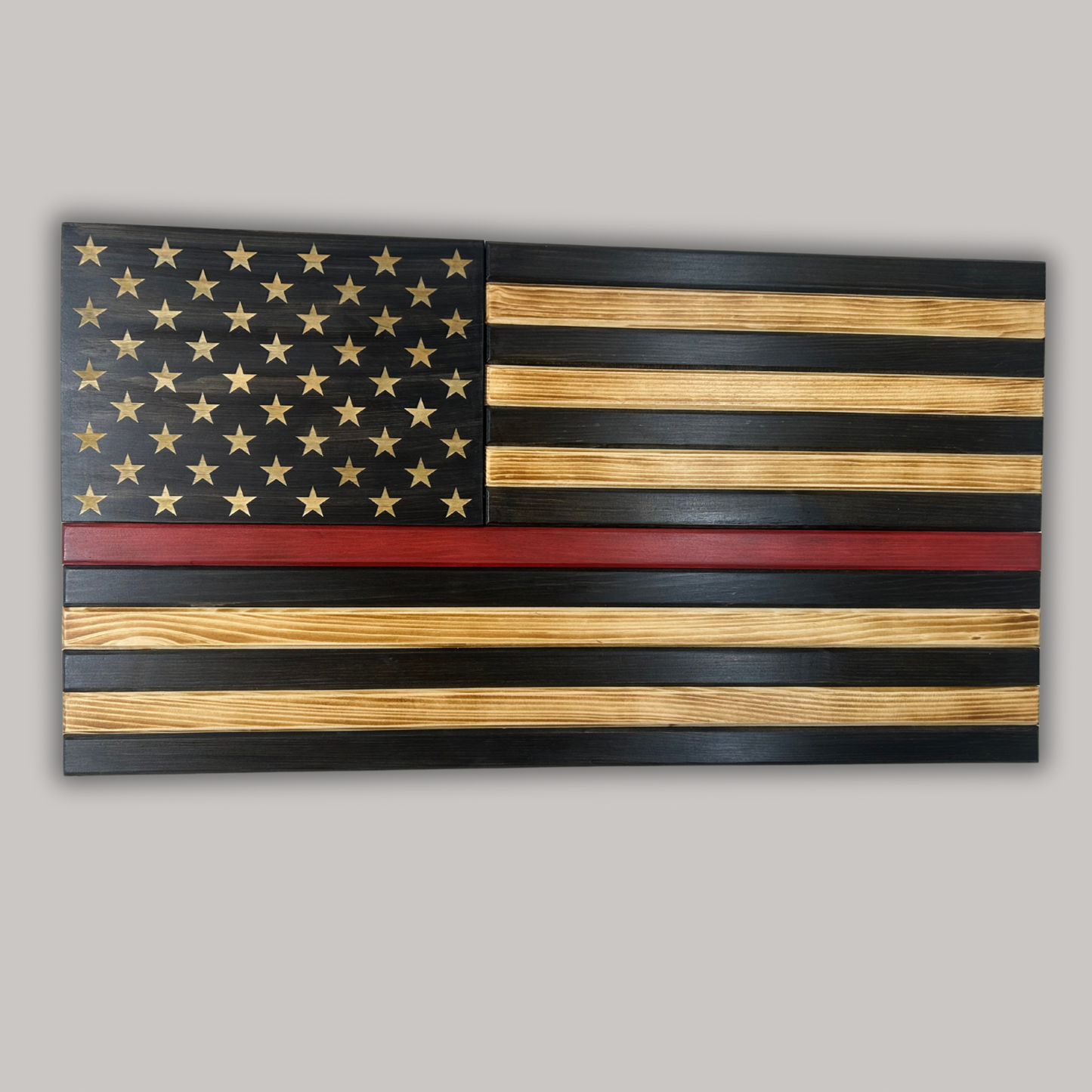 Standard Wooden American Flag (Thin Red Line)