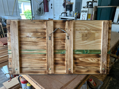 Rustic Wooden American Flag Liquor Shelf - Wine Rack - Trophy Case 37x19" (Red/White/Blue)