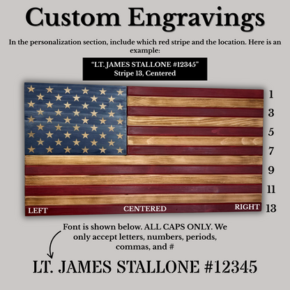 Standard Wooden American Flag (Black/White)