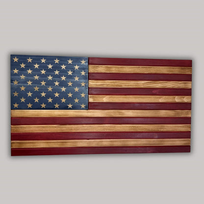 Unique Handcrafted Wooden American Flag with Engraved Stars, Rustic Patriotic Decor, EMS, Firefighter, Police, Military, Veterans Day Gift
