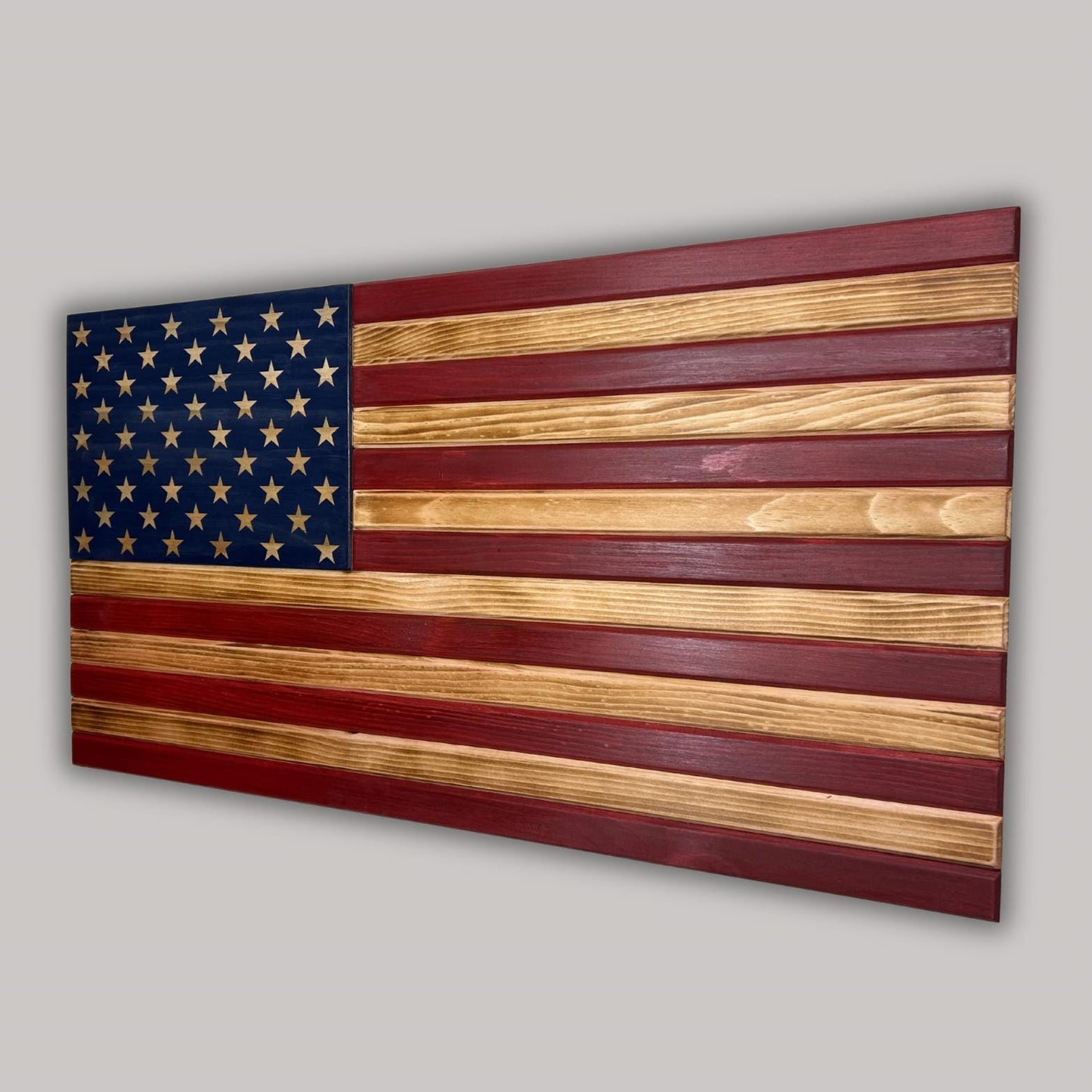 Unique Handcrafted Wooden American Flag with Engraved Stars, Rustic Patriotic Decor, EMS, Firefighter, Police, Military, Veterans Day Gift