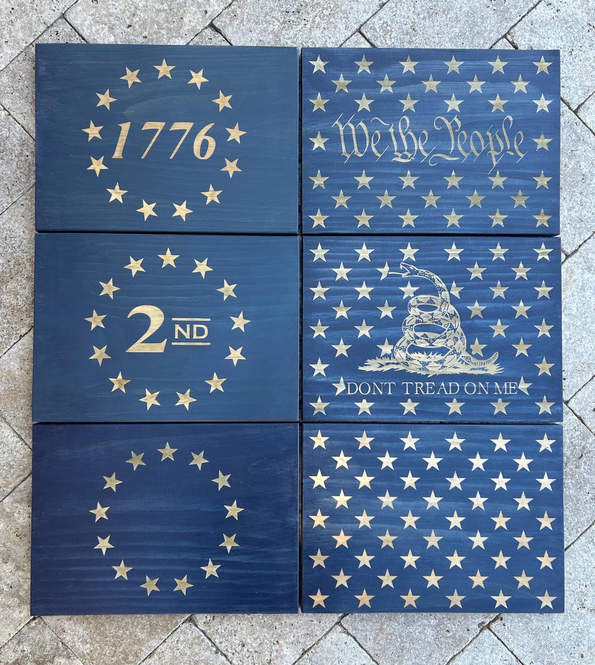 Unique Handcrafted Wooden American Flag Challenge Coin Display With Thin Blue Stripe, Rustic Patriotic, Police Officer Gift, 36x19"