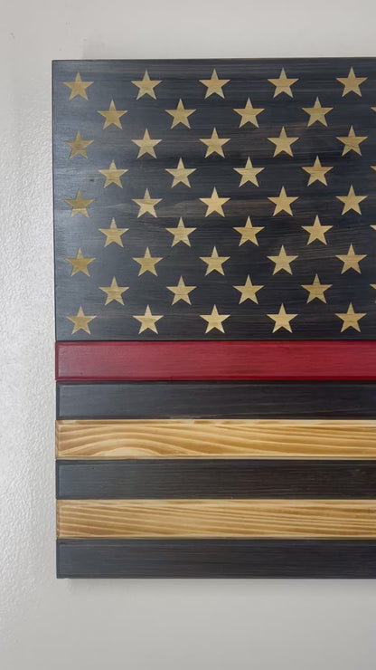 Standard Wooden American Flag (Thin Red Line)