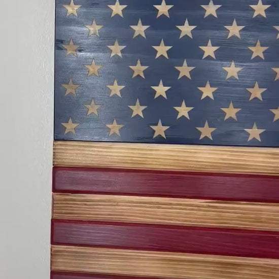 Unique Handcrafted Wooden American Flag with Engraved Stars, Rustic Patriotic Decor, EMS, Firefighter, Police, Military, Veterans Day Gift